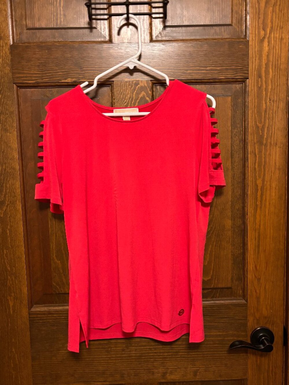 Michael Michael Kors Red Cutout Sleeve Top Women’s L